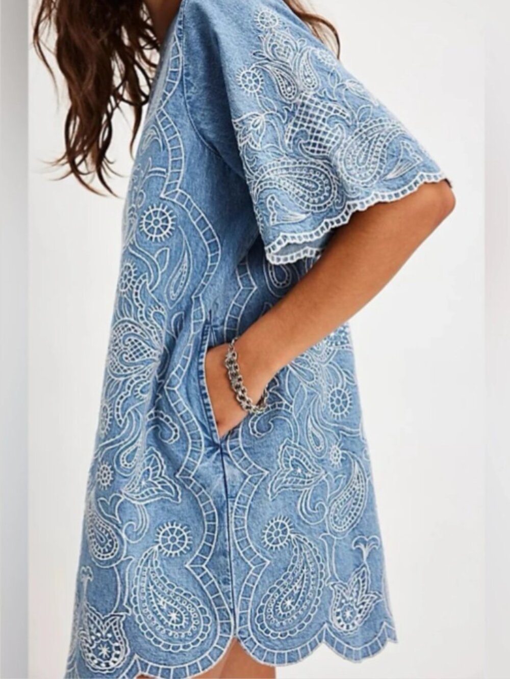 NWT Free People Harlow Embroidered Mini Dress Sz Small - Picture 2 of 3